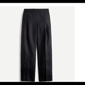 J crew Black High-rise pleated pant in linen blend size 8